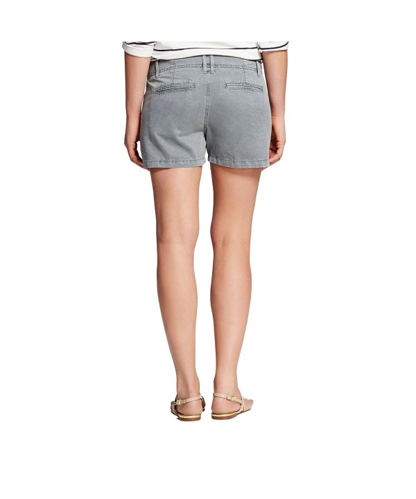 7Encounter Women's Mid-Rise Cotton Chino 3 Inch Inseam Shorts - Grey