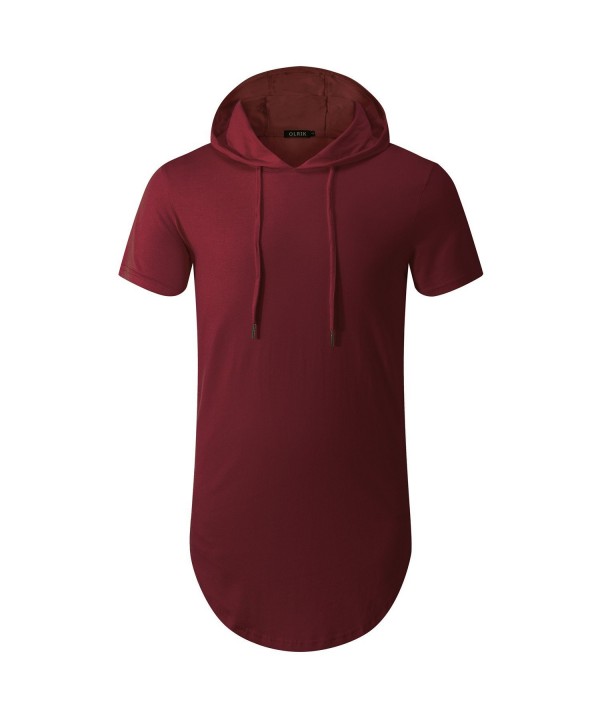 Men's Hipster Hip Hop Hoodie Side Zipper Tshirt - Wine-red - CZ12MXZ0W86