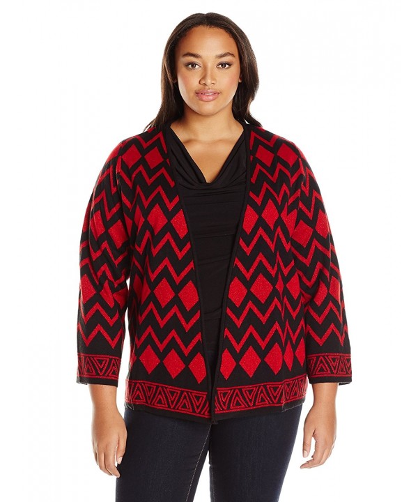 Alfred Dunner Printed Cardigan Sweater