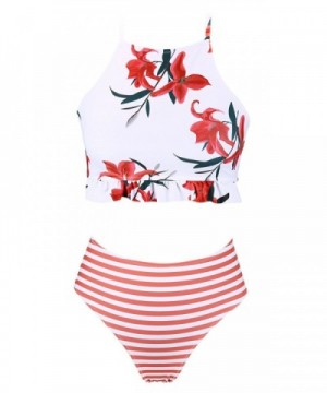 SEARTIST Floral Striped Waisted Swimsuit