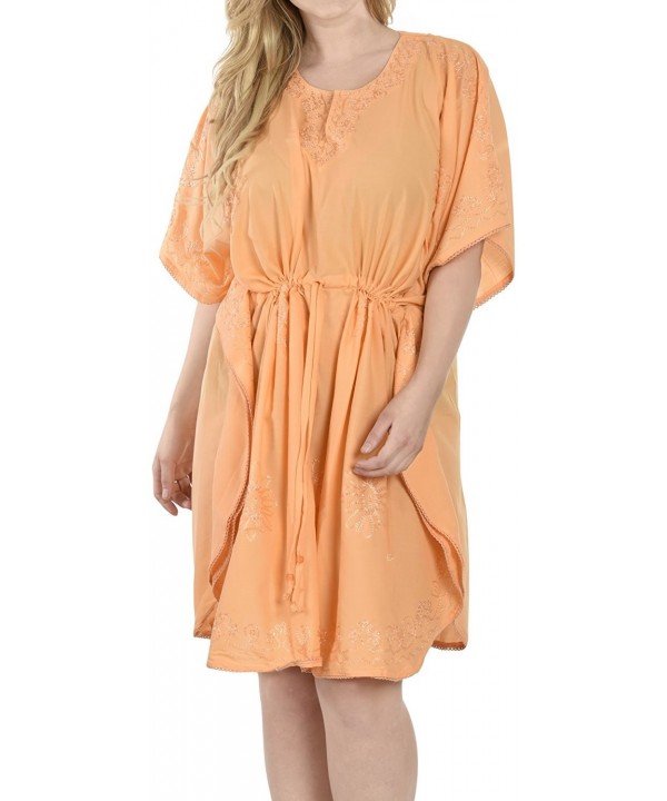 Womens Embroidered Swimwear Caftan Orange