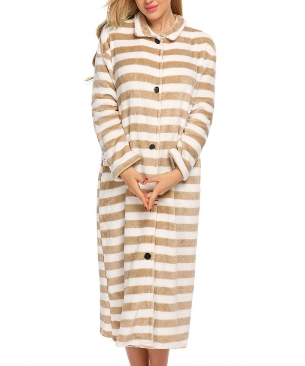 Ekouaer Flannel Bathrobe Loungewear Sleepwear