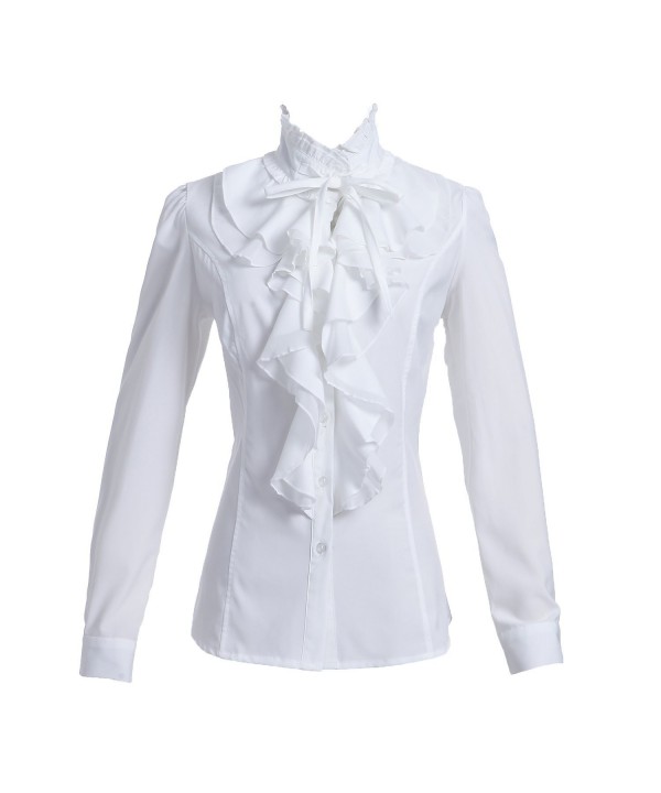 Taiduosheng Shirts Ruffle Stand Up Collar