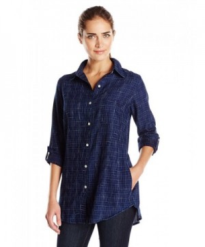 Women's Mash UPS Long Length Boyfriend Shirt With Fold Over Collar and ...