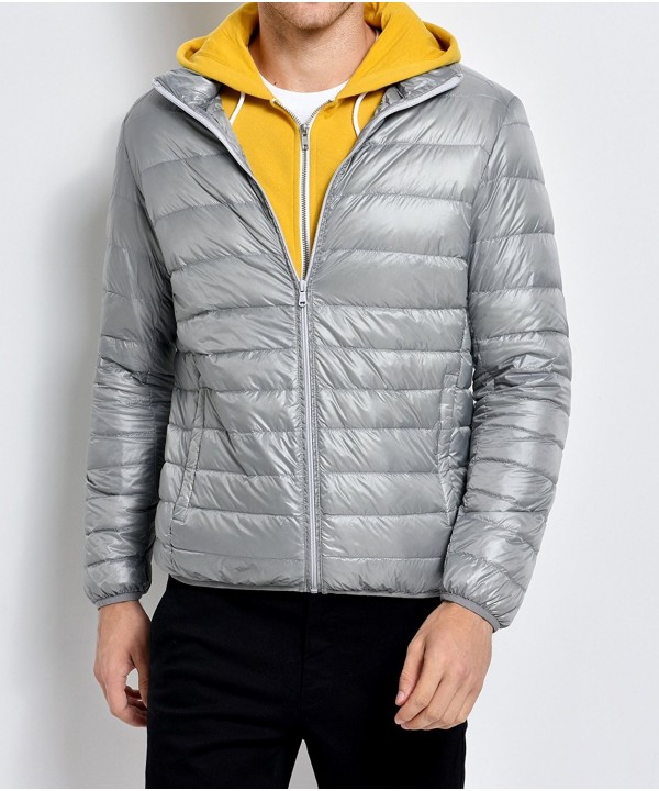 Men's Ultra Light Packable Down Puffer Jacket Outwear - Gray - CE185W7IM35