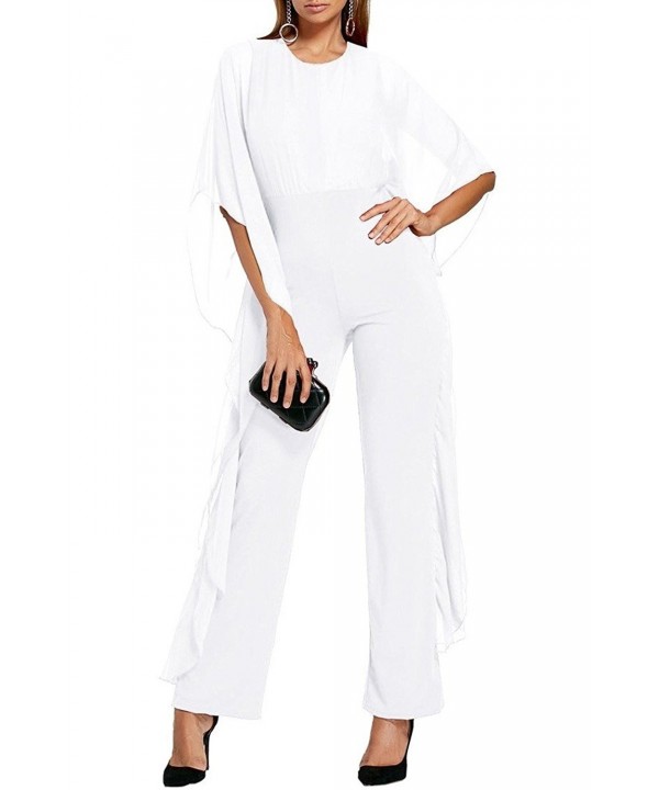 Women's Elegant Chiffon Overlay High Waisted Pants Wedding Jumpsuits ...