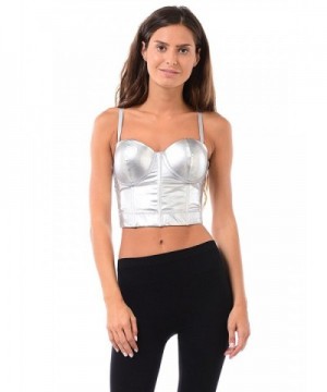 Stretch Metallic Bustier Closures Silver