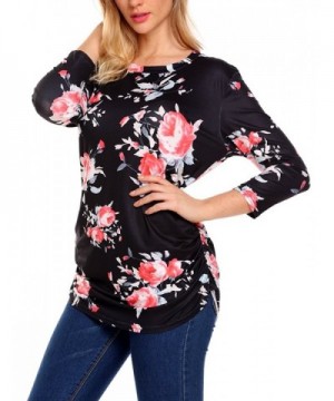 Qearal Sleeve Ruched Floral T Shirt