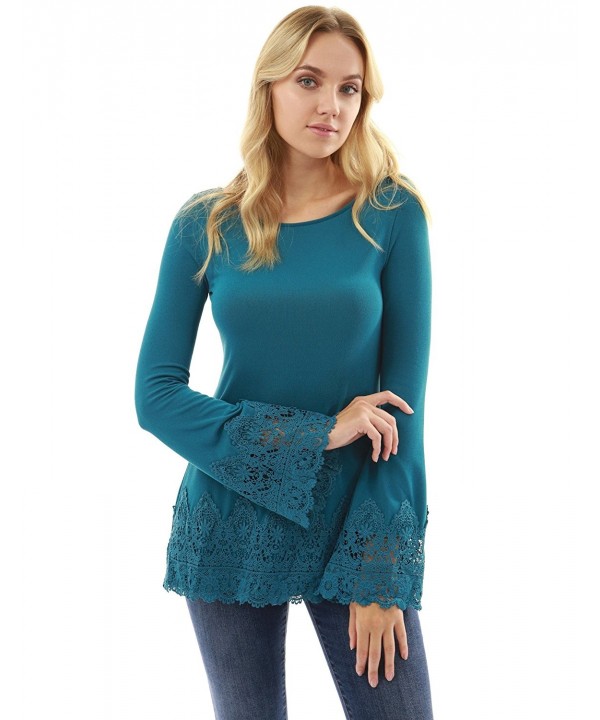 PattyBoutik Womens Crochet Inset Sleeve