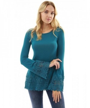 PattyBoutik Womens Crochet Inset Sleeve