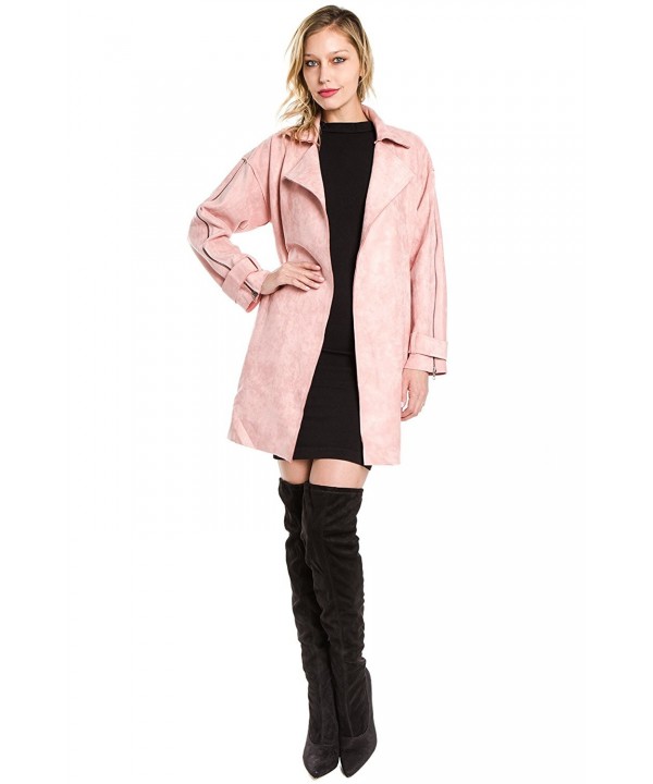 FANCO Womens Duster Suede Trench