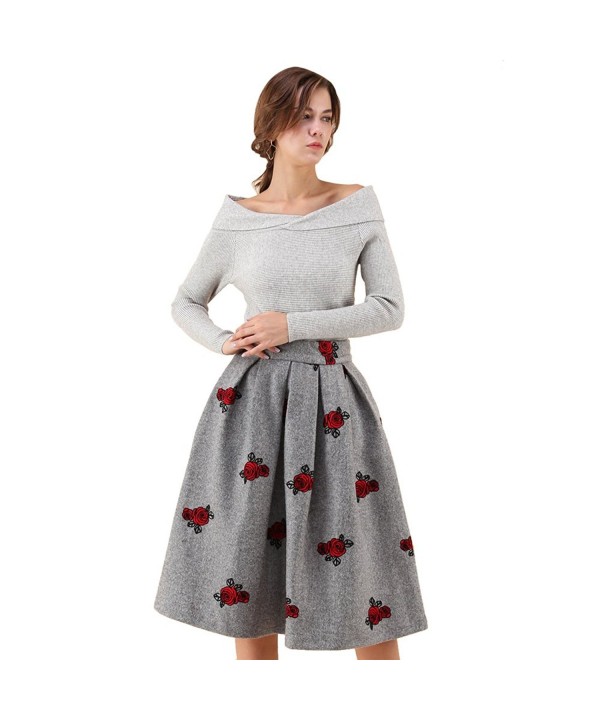 Chicwish Blossom Embroidered Pleated Wool blend