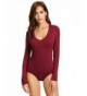 MakeMeChic Stretchy Bodysuit Leotard Burgundy