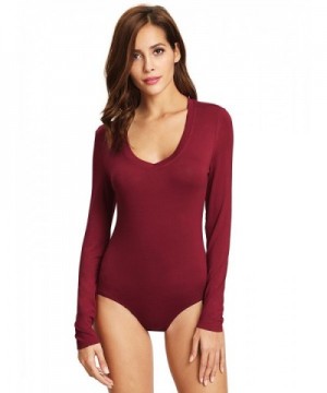 MakeMeChic Stretchy Bodysuit Leotard Burgundy