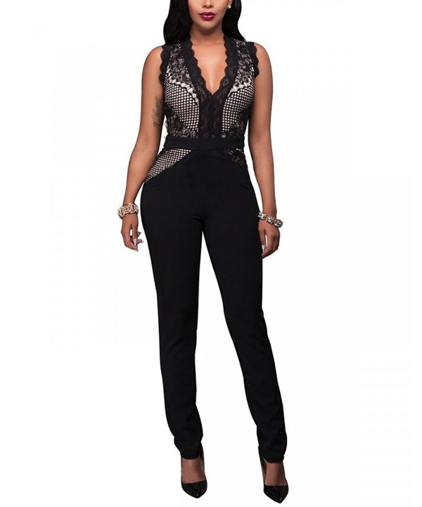 Sleeveless Bodycon Jumpsuit Overalls - Black - C1189RKZ87W