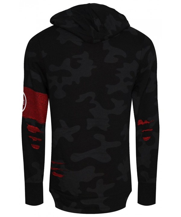 Mens Longline Long-Sleeve Pullover Hoody - Upmt0074_black - CE12NU1D2RV