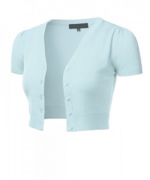 FLORIA Cropped Cardigan Sweater LightBlue