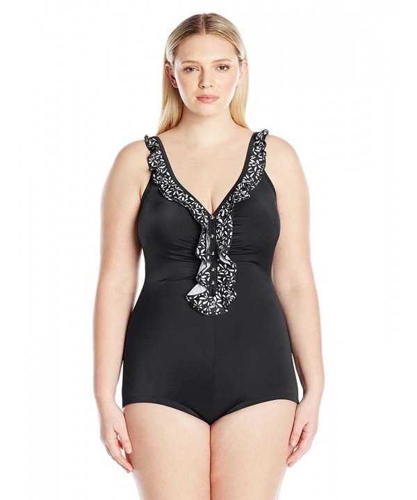 Maxine Hollywood Flutter Button Front Swimsuit