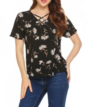 Pinspark Womens Crisscross Blouses T Shirts