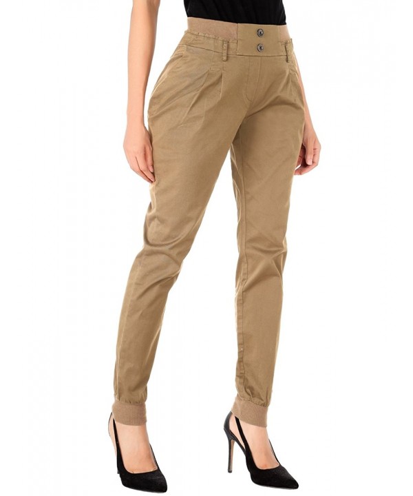 Slim Fit Womens Chino Pants Casual Twill Stretch Pant - Khaki - CD1804TN8MQ