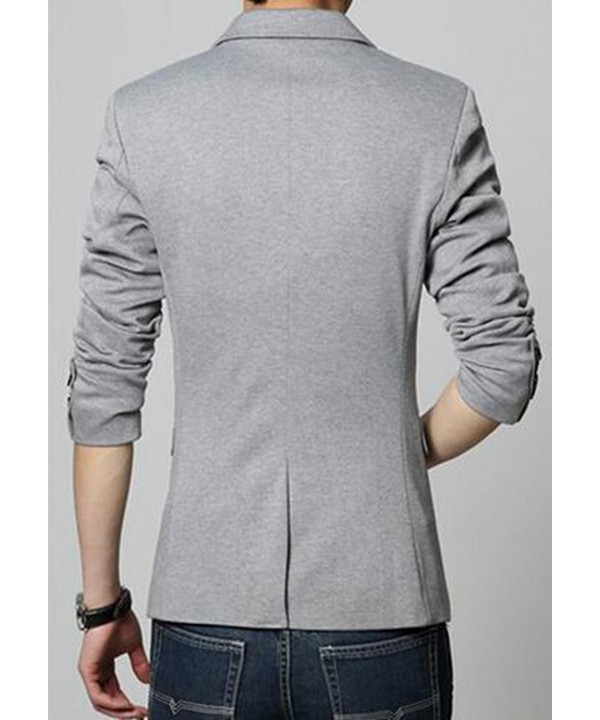 Men's Premium Casual One Button Slim Fit Blazer Suit Jacket - Grey ...
