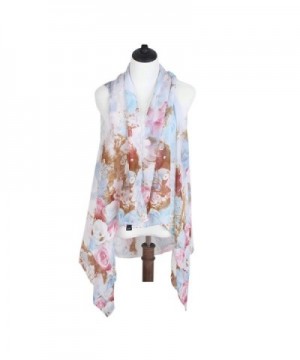 TrendsBlue Floral Chiffon Kimono Scarf