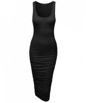 Solid Sleeveless Shirring Dress Black