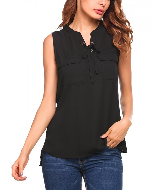 Womens Solid Sleeveless Chiffon Blouse