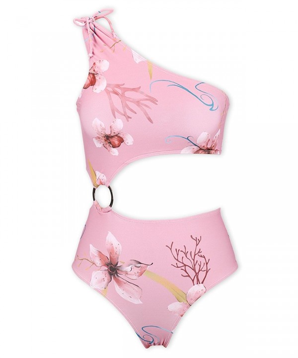 Shoulder Swimsuit Floral Swimwear Hardware