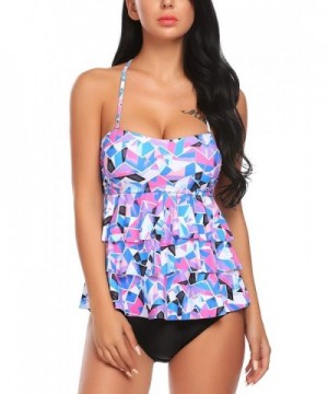 Oheetu Halter Ruffle Tankini Swimsuit