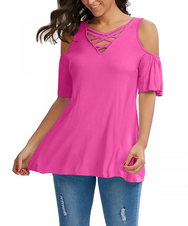 Fashare Womens Shoulder Blouses Pleated