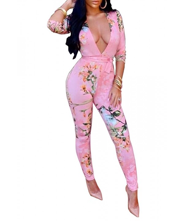 FOUNDO Sleeve Floral Bodycon Jumpsuit