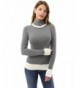 PattyBoutik Womens Block Turtleneck Sweater
