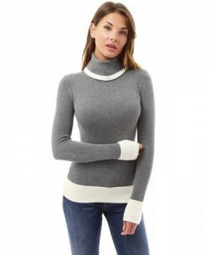 PattyBoutik Womens Block Turtleneck Sweater