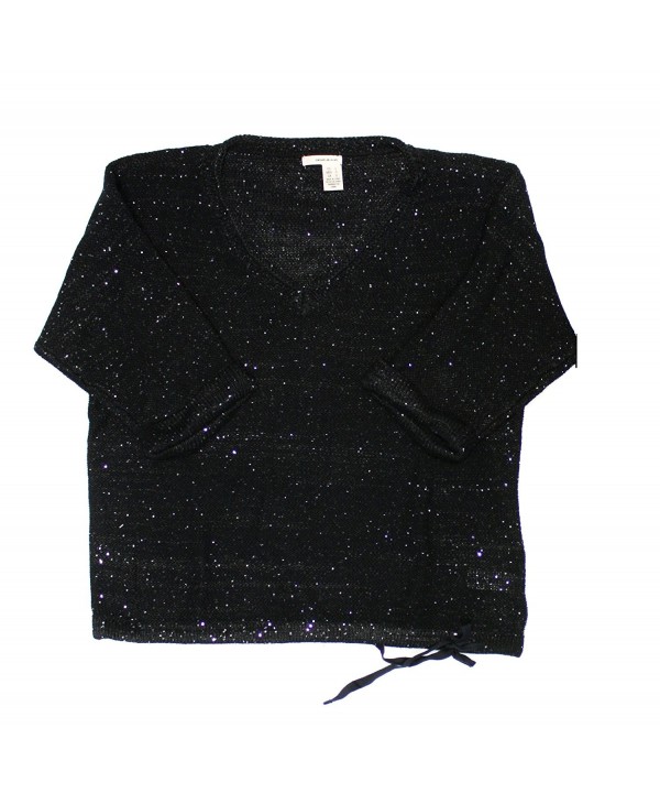 DKNY Sequin V Neck Sweater Black