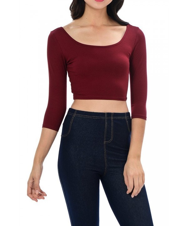 Womens Trendy Scooped Sleeve Burgundy