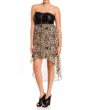 eVogues Strapless Zip Front Hi Lo Animal