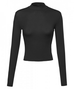 Awesome21 Basic Cotton Sleeves Mock Neck