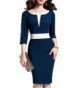 WOOSEA Womens Colorblock Bodycon Business