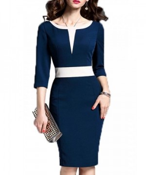 WOOSEA Womens Colorblock Bodycon Business