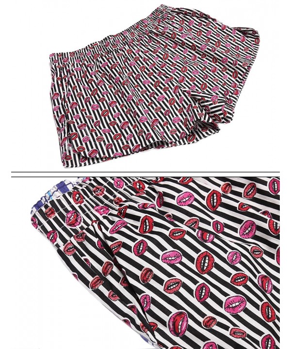 Womens 2 Piece Pajama Set Short Sleeve Crop Top and Print PJ Shorts ...