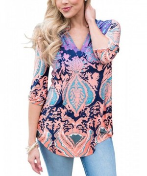 MEROKEETY Womens Floral Damask Blouses