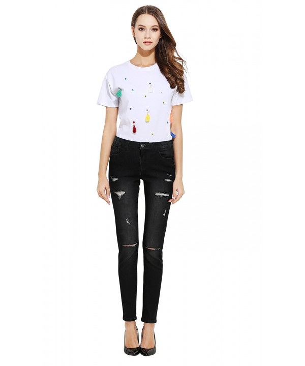 Skinny Jeans- Women's Butt Lift Destroyed Ripped Distressed Super ...