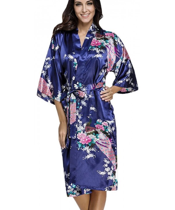Ladies satin robe plus size dressing gown kimono wrap housecoat cover up 