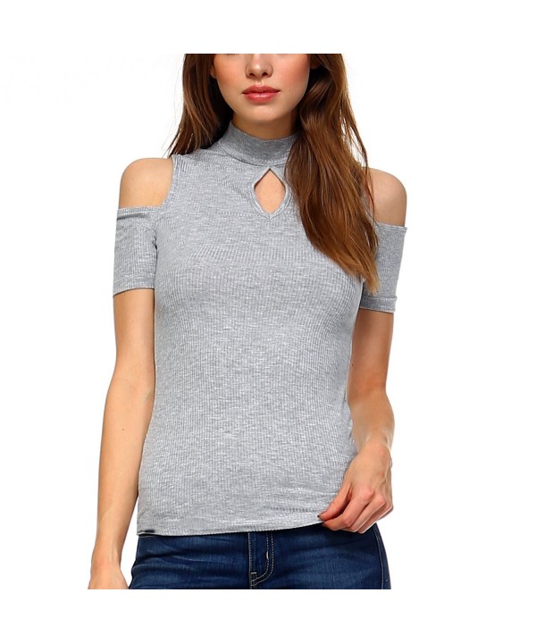 Fashionazzle Womens Cutout Shoulder CST01 H Grey