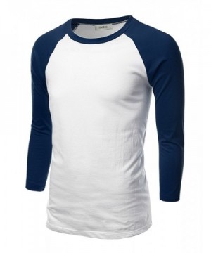 IDARBI Sleeve Baseball T Shirt WHITENAVY