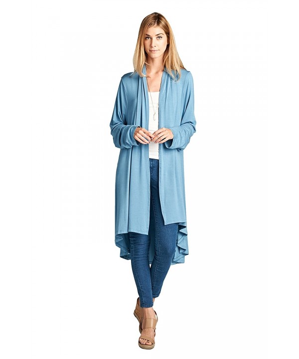 ReneeC. Women's Extra Soft Natural Bamboo Long Open Front Cardigan ...