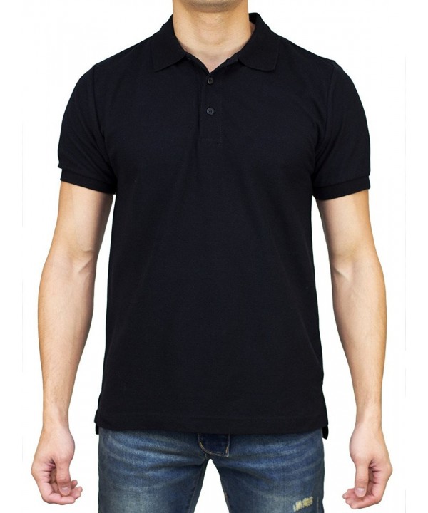 Men's Short Sleeve Classic Uniform Pique Polo Shirt - Black - CA12O8WA9X2