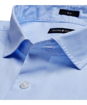 Men's Slim Fit Spread Collar Stripe Business Casual Shirt - Light Blue ...