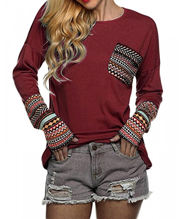 Casual T Shirt Blouse Patchwork Pattern